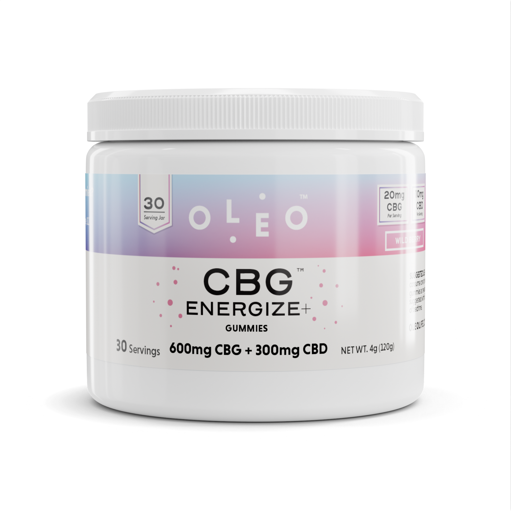 OleoLife CBD Energize Gummies: Get a natural energy boost and feel focused with 20mg CBG, 10mg CBD, Lion's Mane, Ginseng, and B12 vitamins in each gummy. Non-GMO, vegan, and free of THC.  #FocusSupplement #PlantBased #NaturalEnergy #VeganWellness #CBD 